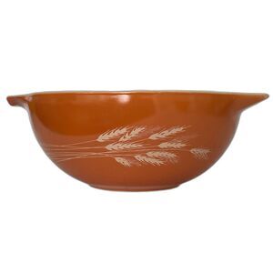 Vintage 1970's 2.5Qt Pyrex Autumn Harvest Wheat Mixing Bowl, Rust  #443